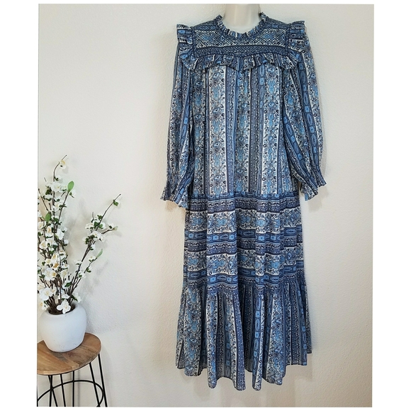 Doen Dresses & Skirts - DOEN Mountain Dress in Blue Mandevilla Vine Floral Print
